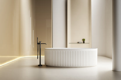 Luxe Stanley 1700 Fluted Oval Freestanding Solid Surface Matt Bath