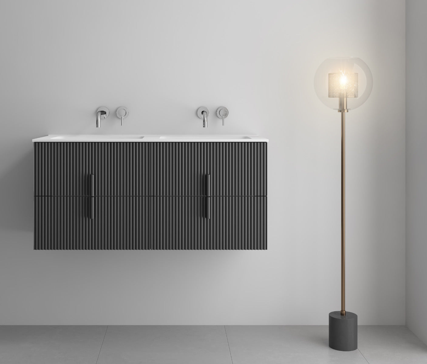 LUXE81 Tweed 1200 Dark Grey Cabinet With Matte Basin
