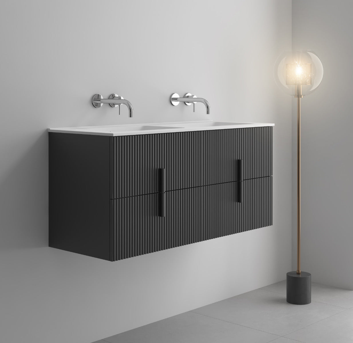 LUXE81 Tweed 1200 Dark Grey Cabinet With Matte Basin