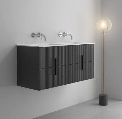 LUXE81 Tweed 1200 Dark Grey Cabinet With Matte Basin