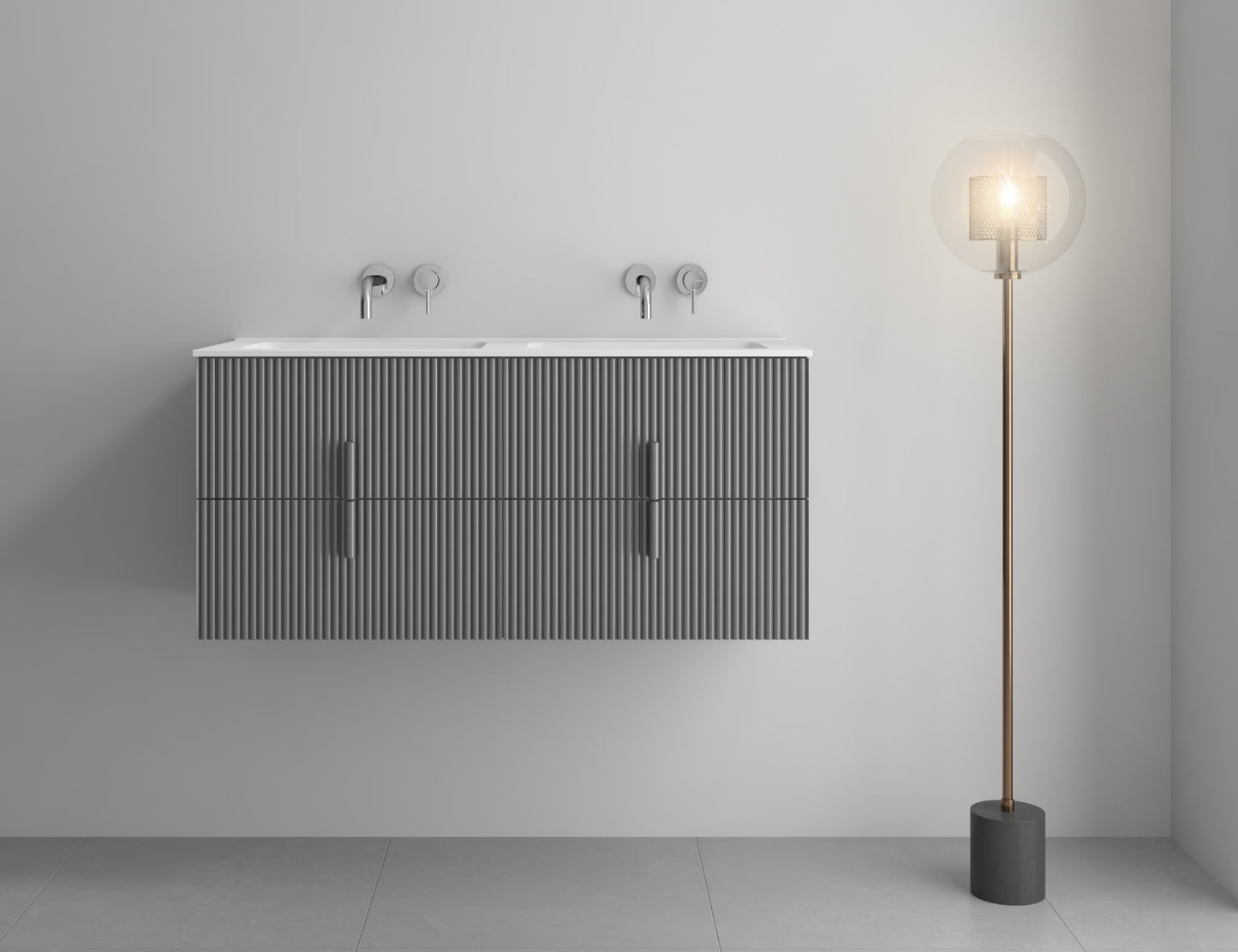 LUXE81 Tweed 1200 Light Grey Cabinet With Matte Basin