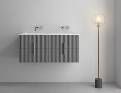 LUXE81 Tweed 1200 Light Grey Cabinet With Matte Basin