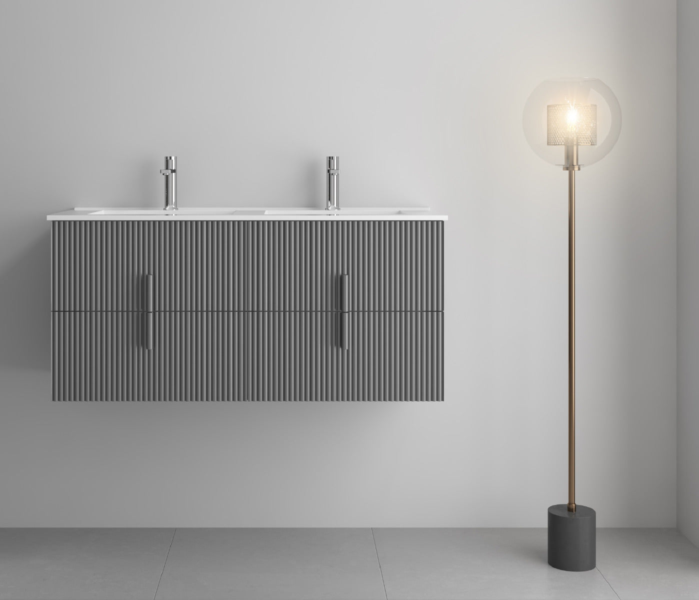 LUXE81 Tweed 1200 Light Grey Cabinet With Ceramic Basin