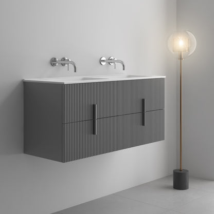 LUXE81 Tweed 1200 Light Grey Cabinet With Matte Basin