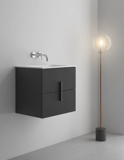 LUXE81 Tweed 600 Dark Grey Cabinet With Matte Basin