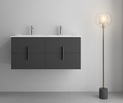 LUXE81 Tweed 1200 Dark Grey Cabinet With Ceramic Basin