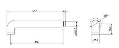 Crosswater UNION Wall Mounted Bath Spout Brushed Nickel