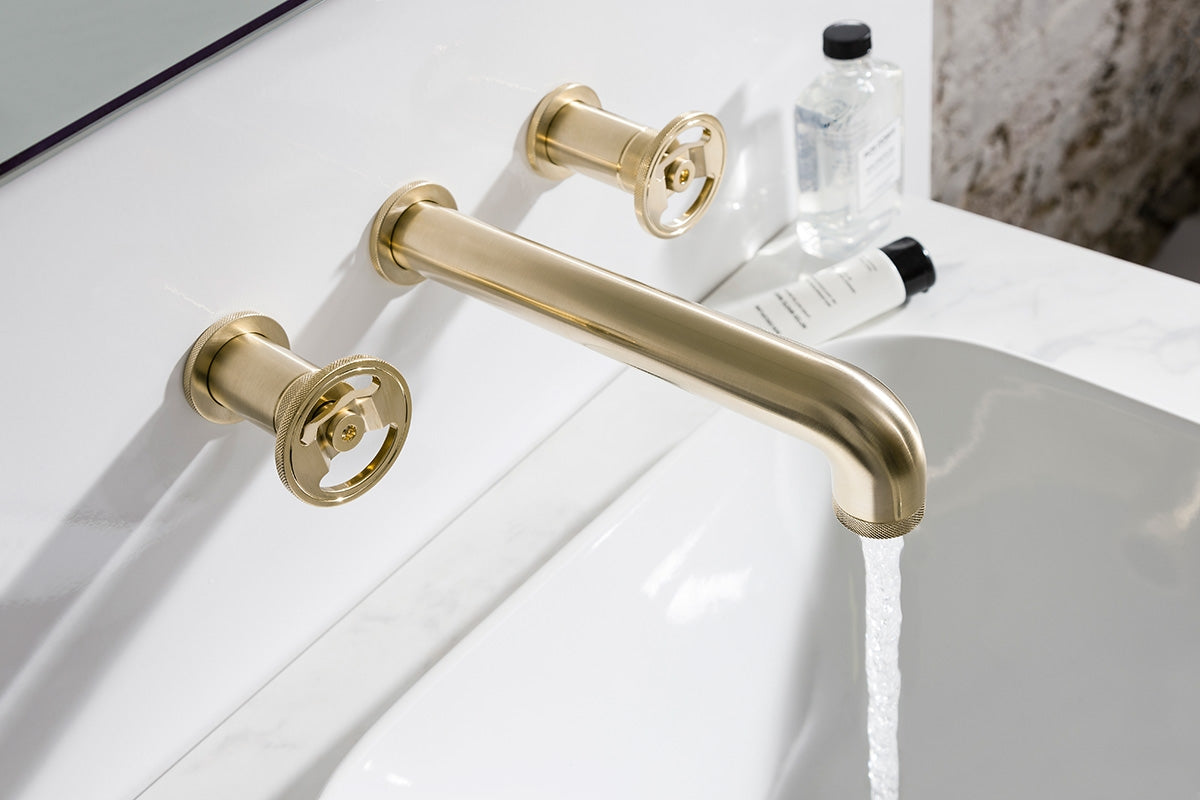 Crosswater UNION 3-Hole Wall Basin Mixer, Hand Wheel