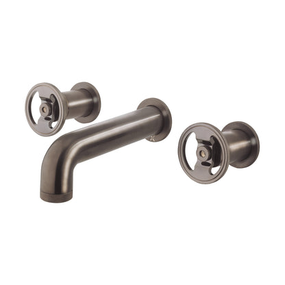 UNION Three Hole Basin Mixer: Hand Wheel Black Chrome