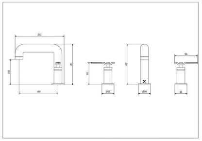 Crosswater UNION 3-Hole Deck Mounted Basin Mixer w/ Levers