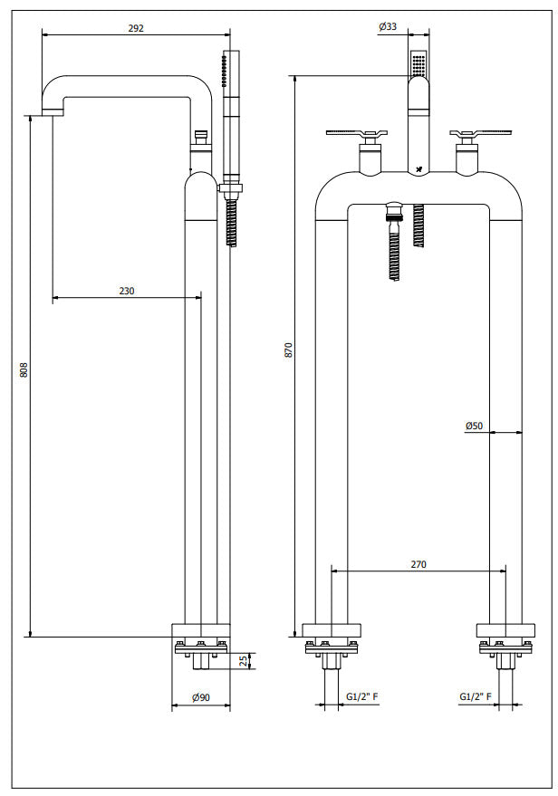 Crosswater UNION Free Standing Bath Shower Mixer w/ Levers