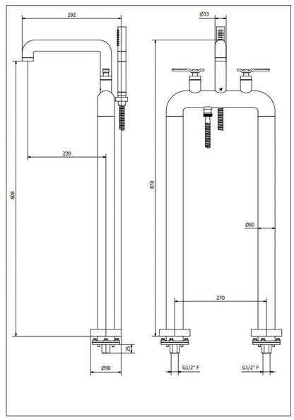 Crosswater UNION Free Standing Bath Shower Mixer w/ Levers