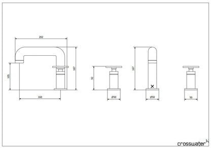 Crosswater UNION 3-Hole Deck Mounted Basin Mixer- Hand Wheel