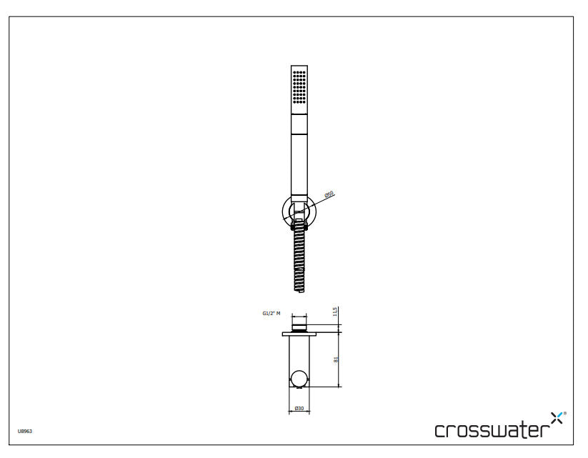 Crosswater UNION Shower Wall Outlet & Handset Matt Black