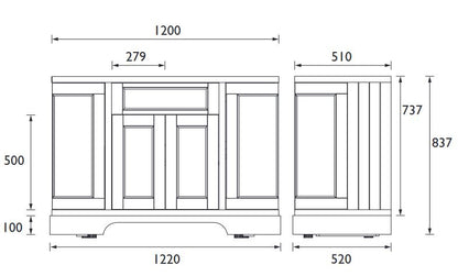 Wilton 1200mm Curved Vanity unit Maritime Blue