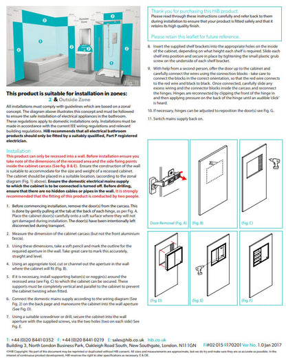 HIB Vanquish 50 Recessed Cabinet 530x730mm, LED, USB Sockets