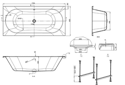 VERGE Double Ended Bath 1700 x 800mm