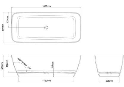 Clearwater Vicenza Grande 1800x800mm Free-Standing Bath
