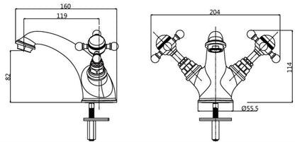 Traditional Premium Chrome Mono Basin Mixer Inc Pop Up Waste