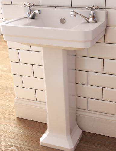 Essentials Wyndham Traditional 515mm Basin With Two Tap Holes