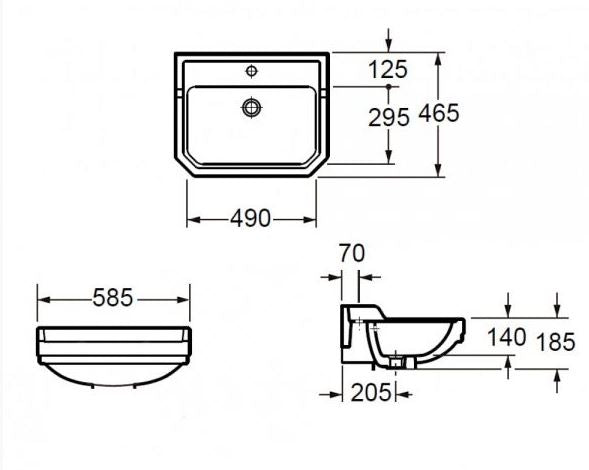 Essentials Wyndham Traditional 580mm Basin With One Tap Hole