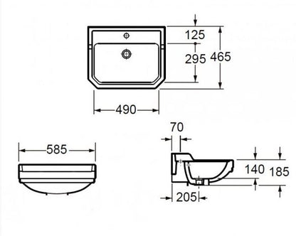 Essentials Wyndham Traditional 580mm Basin With One Tap Hole