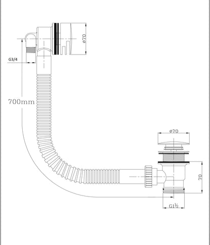 Bath Filler With Pop Up Waste Chrome (800mm)