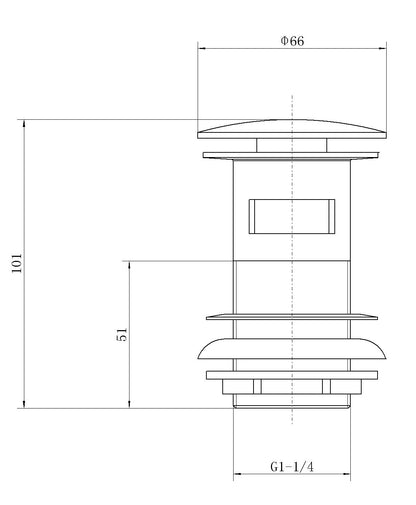 Chrome Click Clack Basin Waste (Slotted)