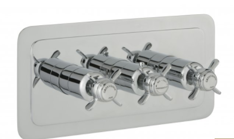 Just Taps Grosvenor Pinch Thermostatic Concealed 2 Outlet Shower Valve, Horizontal - Nickel