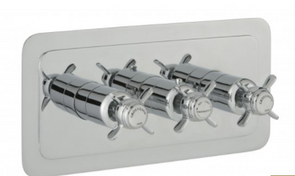 Just Taps Grosvenor Pinch Thermostatic Concealed 2 Outlet Shower Valve, Horizontal - Nickel