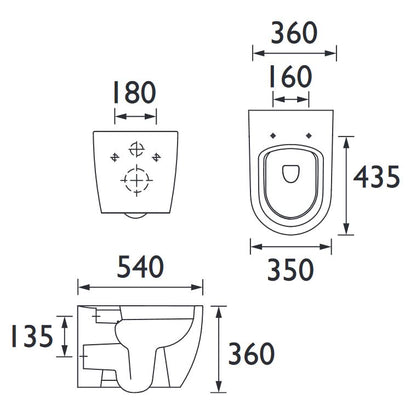 Stamford Rimless Wall Hung Toilet Pan in White Gloss