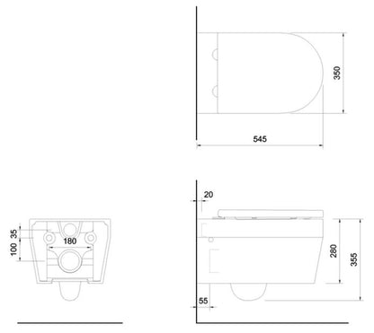 Stadium Wall Hung Round Pan & Seat - White Gloss Finish