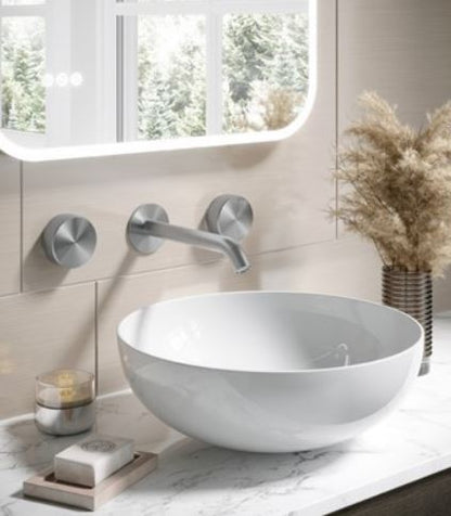 3ONE6 Wall Mounted Basin Mixer 3 Hole Set - Stainless Steel
