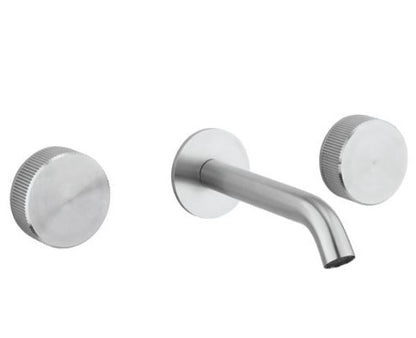3ONE6 Wall Mounted Basin Mixer 3 Hole Set - Stainless Steel