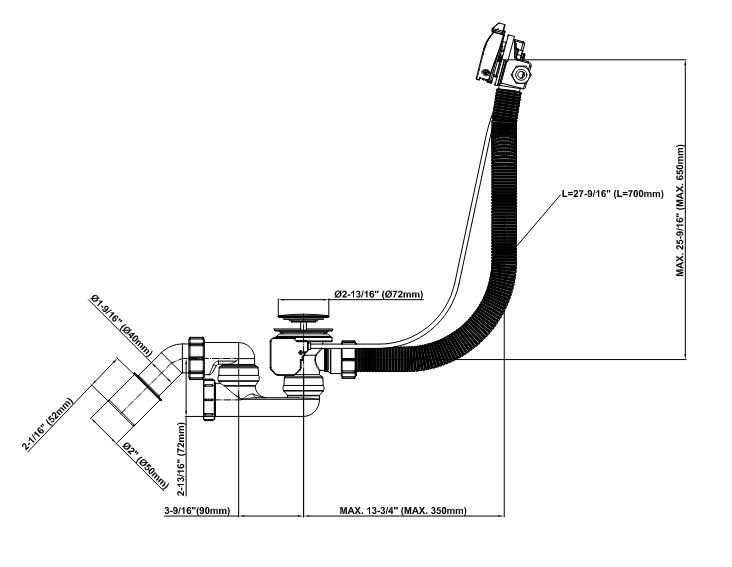 Bath Filler With Overflow & Pop-Up Waste