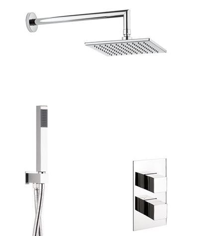 Crosswater Water Square 2 Outlet 2 Handle Shower Bundle - Chrome
