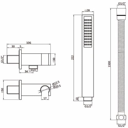 Round Pencil Handset, Bracket & Hose for Modern Asthetics