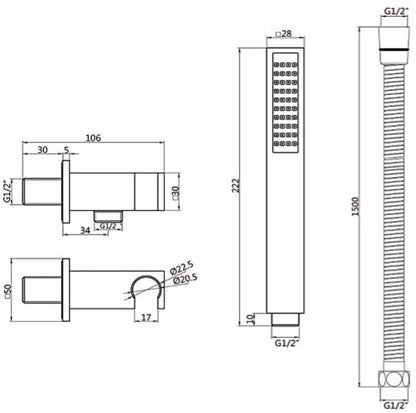 Round Pencil Handset, Bracket & Hose for Modern Asthetics