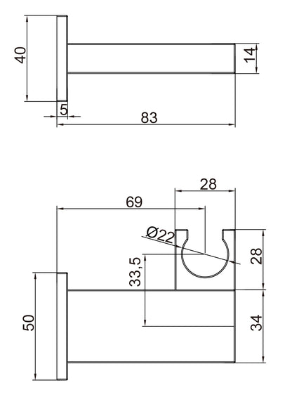 Square Chrome Shower Handset Bracket