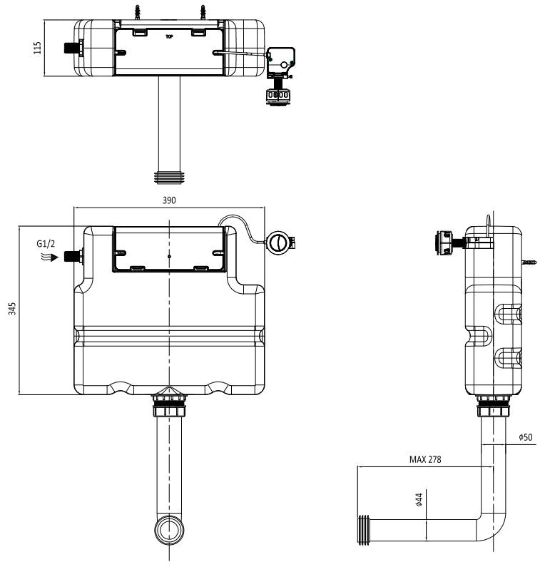 Slim Concealed Cistern With Chrome Dual Flush