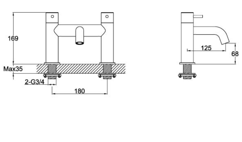 Just Taps Inox Deck Mounted Bath Filler