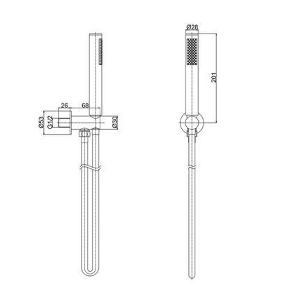 Crosswater MPRO Wall Outlet: Hose, Handset, Bracket, Brass