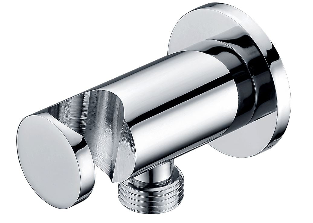 Round Chrome Shower Wall Outlet & Bracket