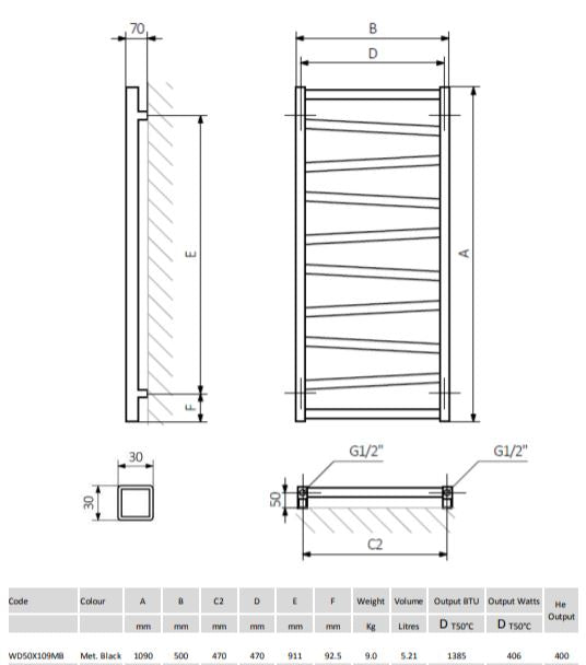 Crosswater Wedge Towel Rail 1096 x 500 Soft White Matte