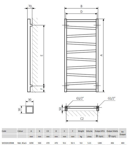 Crosswater Wedge Towel Rail 1096 x 500 Soft White Matte