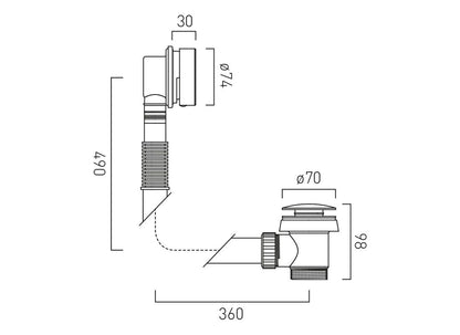 Vado Arrondi Clic-Clac Bath Waste + Overflow