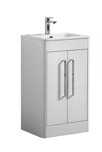 Essentials Suburb 500mm x 395mm Double Door Floor Mounted Cabinet White Gloss