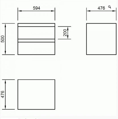 Essentials Flite 600x480mm 2-Drawer Wall Mounted Unit