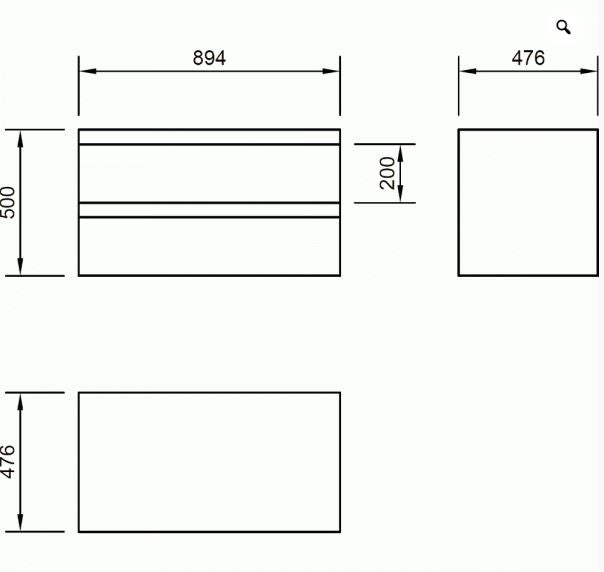 Essentials Flite 900x480mm 2-Drawer Wall Mounted Unit
