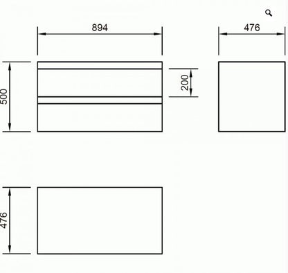 Essentials Flite 900x480mm 2-Drawer Wall Mounted Unit